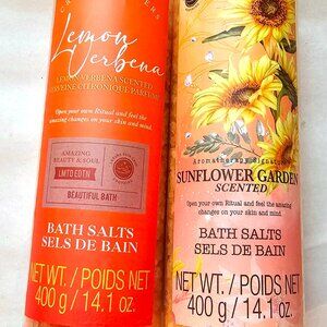 Crystal Waters Bath Salts 2 PK Lemon Verbena & Sunflower Gardens, Aromatherapy